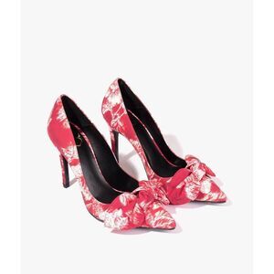 TED BAKER LONDON Ryama Heels Red Tapestry Glitch Bow Court Pointed Size 38.5 8